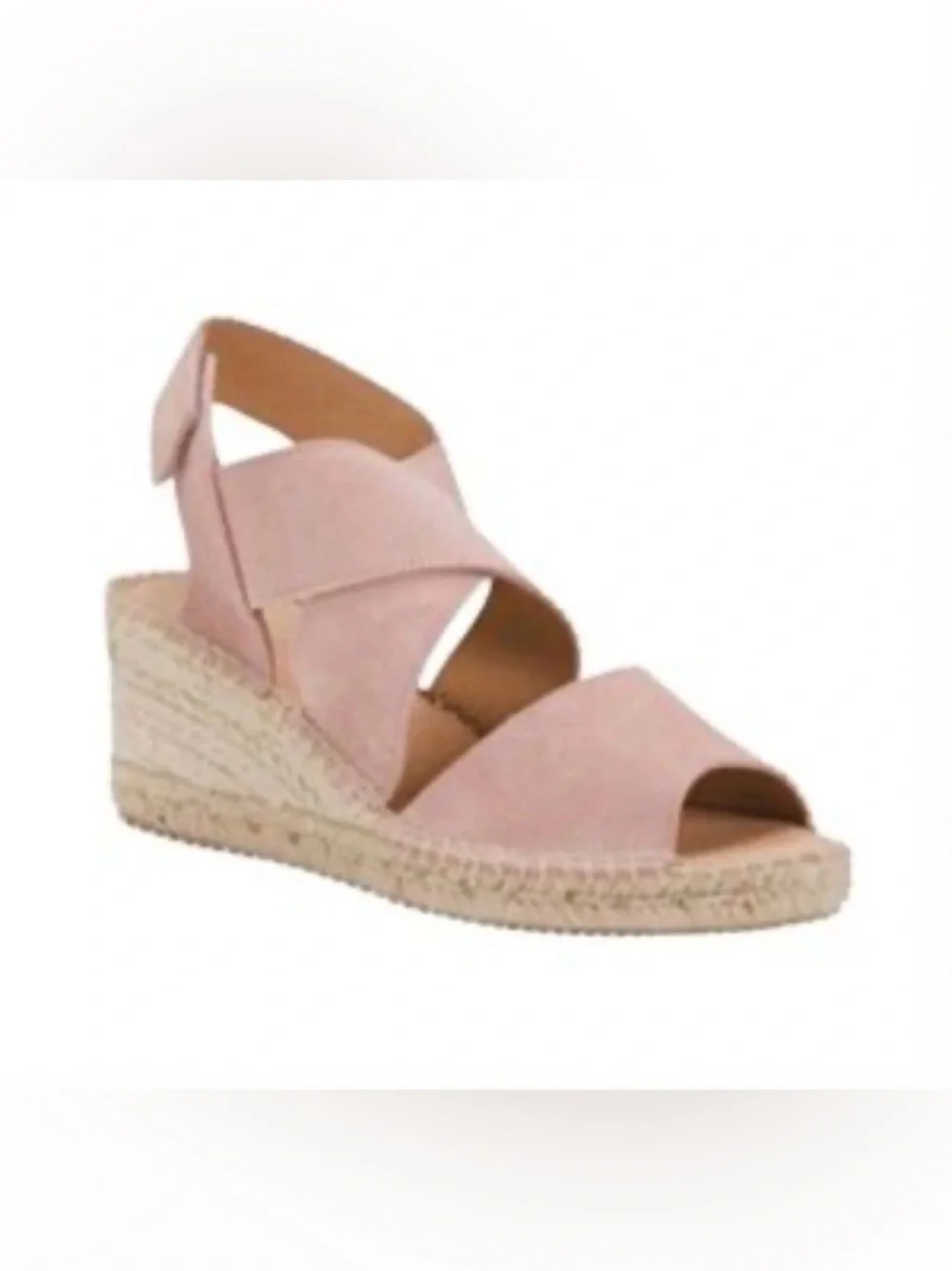 Jutila Made in Spain Suede Cross Strap Rose Mauve Jute Espadrille Sz 8